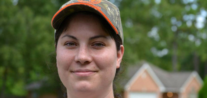 Young woman in her yard