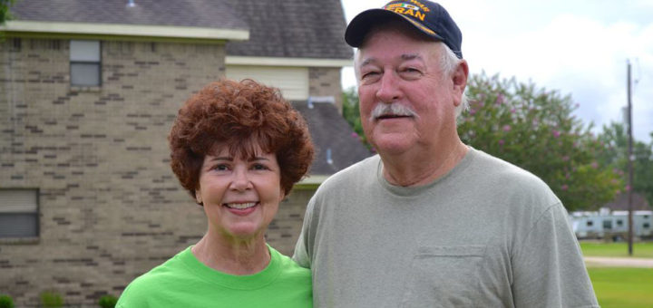 Husband and wife in their yard