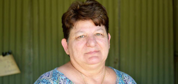 Woman at her garage sale