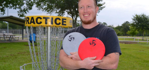 Disc golfer at course