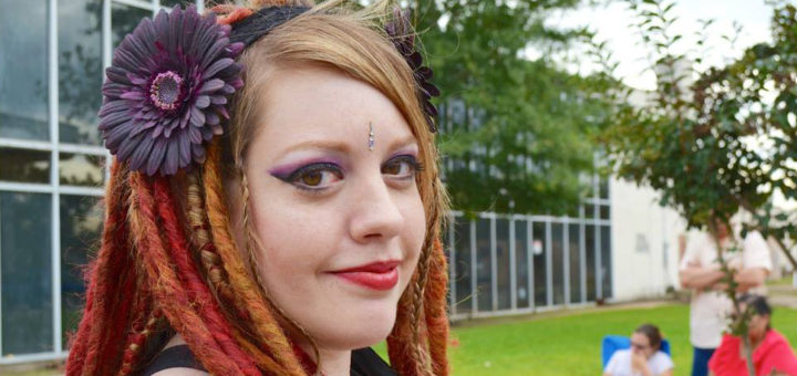 Woman with colorful dreads