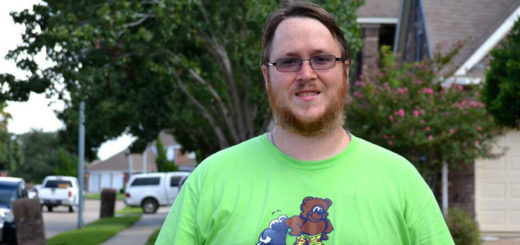 Elementary school teacher in his yard