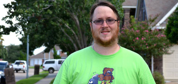 Elementary school teacher in his yard