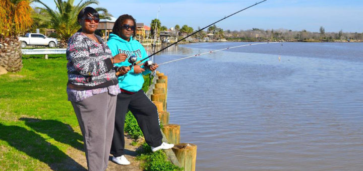 Sisters are fishing
