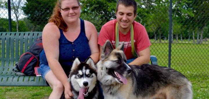 Katy and Andy with their two dogs