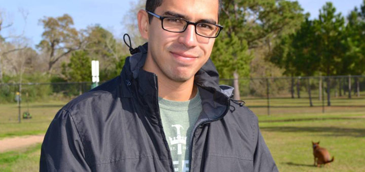 Young man at dog park
