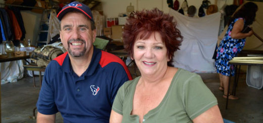 Grandparents at garage sale