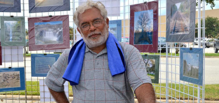 Nomad man with his photographs