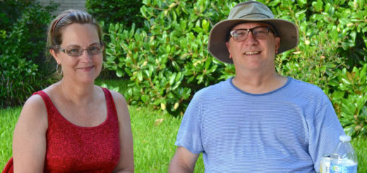 Husband and wife at yard sale