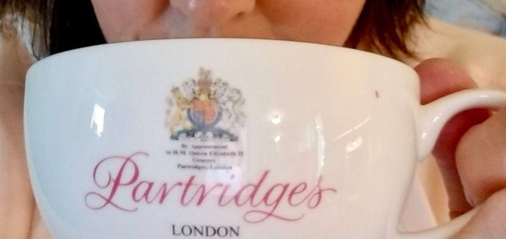 Sarah White drinks tea