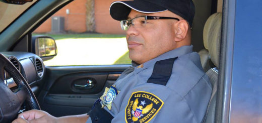 Security officer in his vehicle