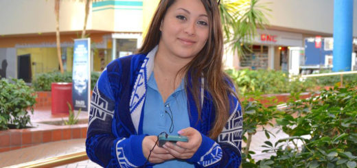 Woman doing surveys at the mall