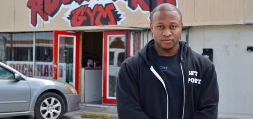 Vincent Grant in front of gym