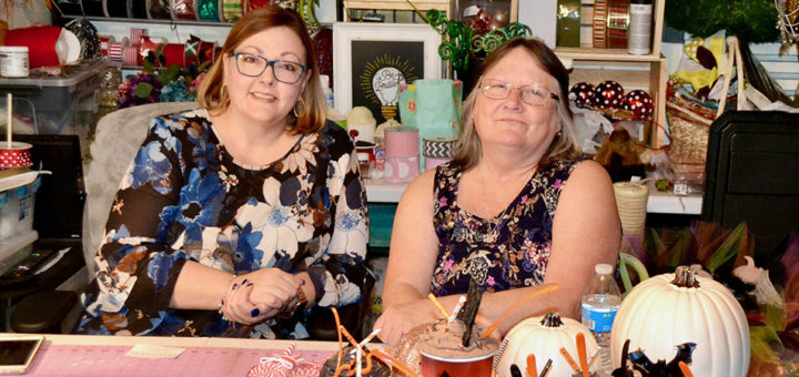 Sisters Cara Protain and Beth McAuliffe in their craft room