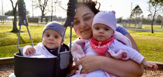 Maria Garza with her twins, Gabriel and Isabella