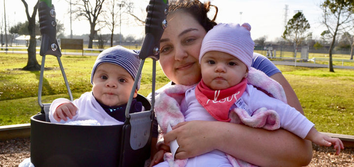 Maria Garza with her twins, Gabriel and Isabella