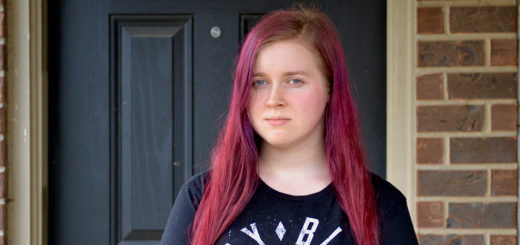 Angel Martin outside her home