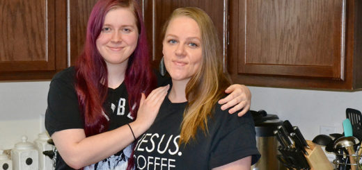 Megan Martin and her daughter, Angel, in their kitchen