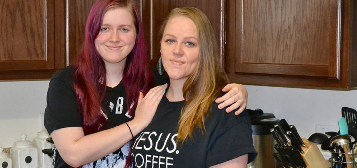 Megan Martin and her daughter, Angel, in their kitchen
